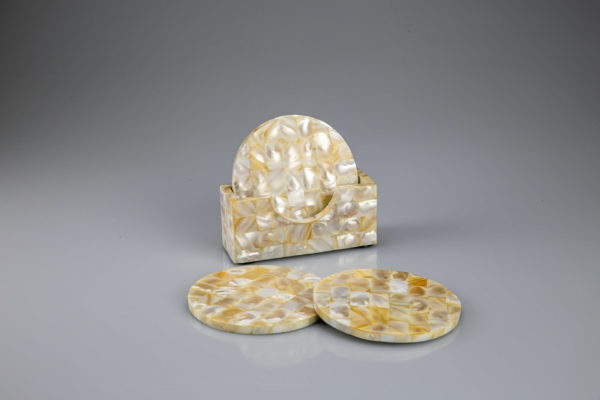 Coasters In Yellow White Mother OF Pearl