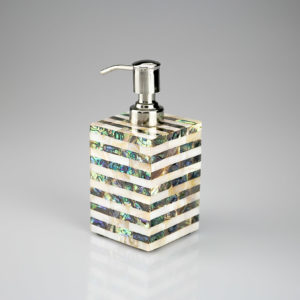 Soap-Dispenser In Designer Green Abalone White Mother Of Pearl