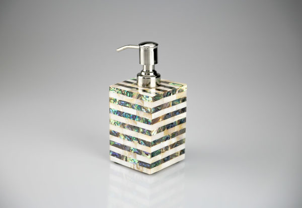 Soap-Dispenser In Designer Green Abalone White Mother Of Pearl