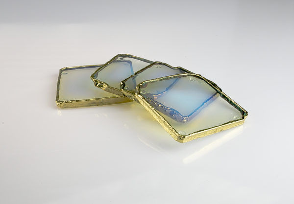 Glass Opal Gemstone Coaster Set