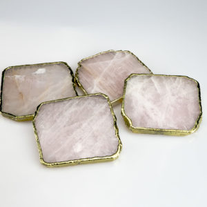 Rose Quartz Agate Coaster Set