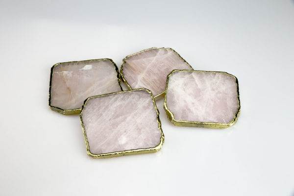 Rose Quartz Agate Coaster Set