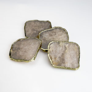 Smoky Grey Agate Coaster Set