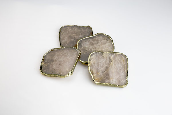 Smoky Grey Agate Coaster Set