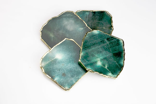 Emerald Green Agate Aventurine Coaster Set