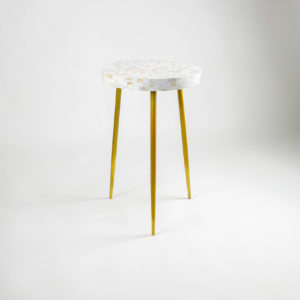 Side Table In White Mother Of Pearl