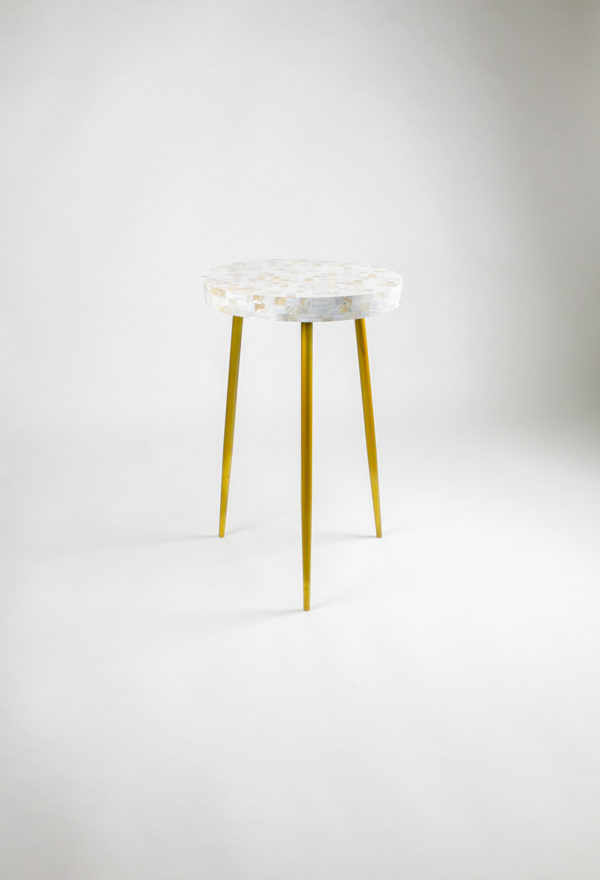 Side Table In White Mother Of Pearl