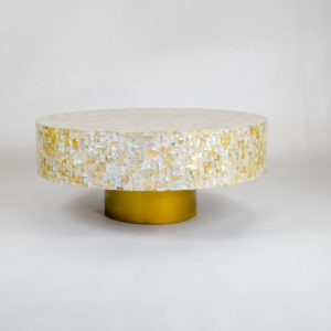 Drum Coffee Table in Golden Mother Of Pearl