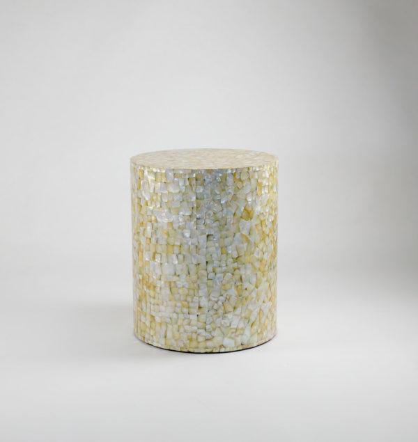 Round Side Table in Golden Mother Of Pearl