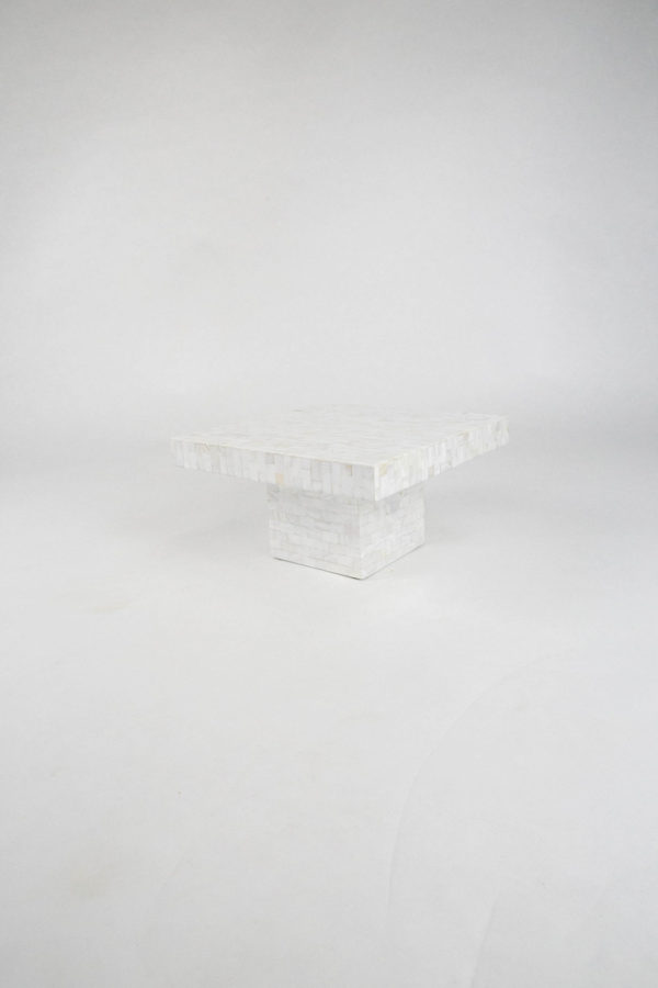 Square Cake Stand in White Mother Of Pearl