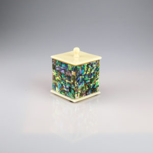 Cotton Bud Box in Green Abalone Mother Of Pearl