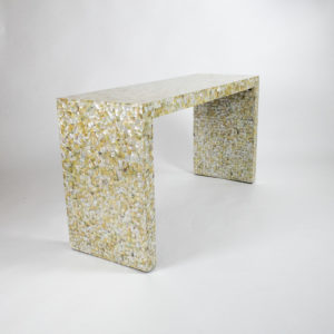 Console Table in Golden Mother Of Pearl