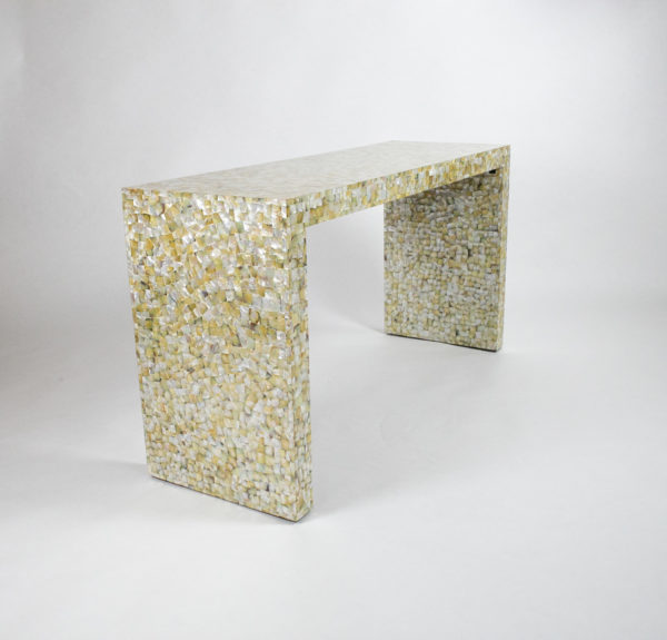 Console Table in Golden Mother Of Pearl