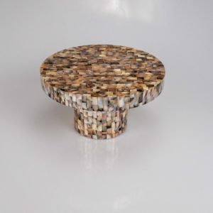 Round Cake Stand in Pink abalone Mother of Pearl