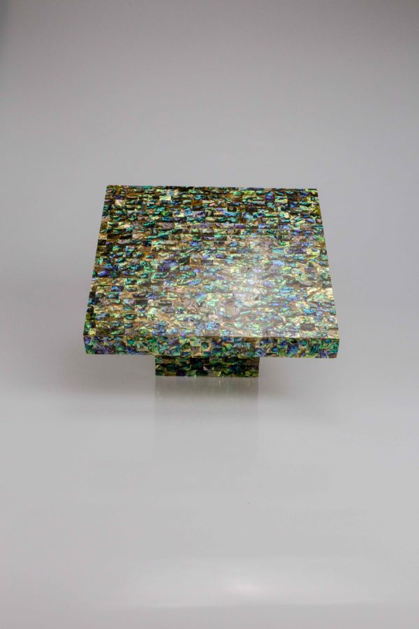 Square Cake Stand in Green Abalone Mother Of Pearl