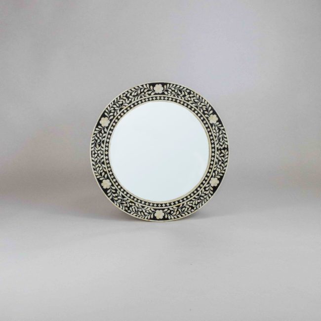 Round Mirror in Bone Inlay 